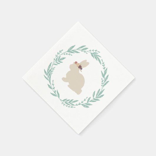 Bunny mit Blume Headband Malerei Serviette (Ecke)