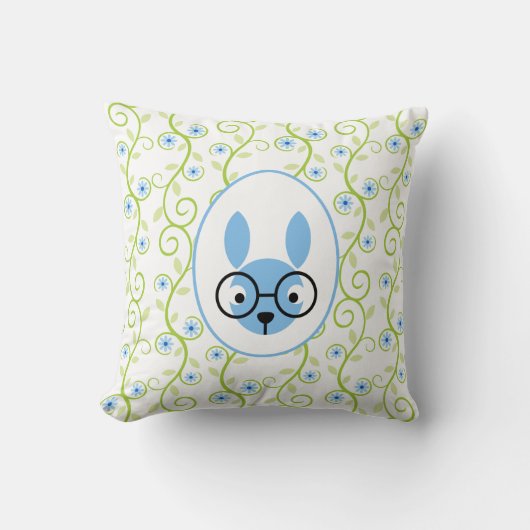 Bunny mit Brille Frühlingsfloral Kissen (Vorderseite)