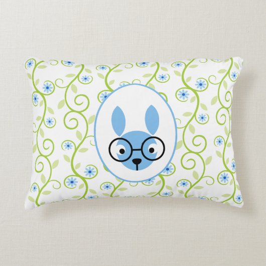 Bunny mit Brille Frühlingsfloral Zierkissen (Vorderseite)
