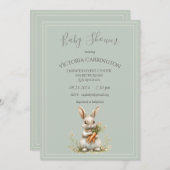 Bunny mit Carrots & Blume Babydusche Einladung (Vorne/Hinten)