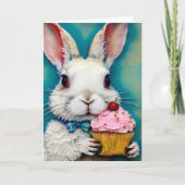 Bunny mit Cupcake Geburtstag Karte (Vorderseite)