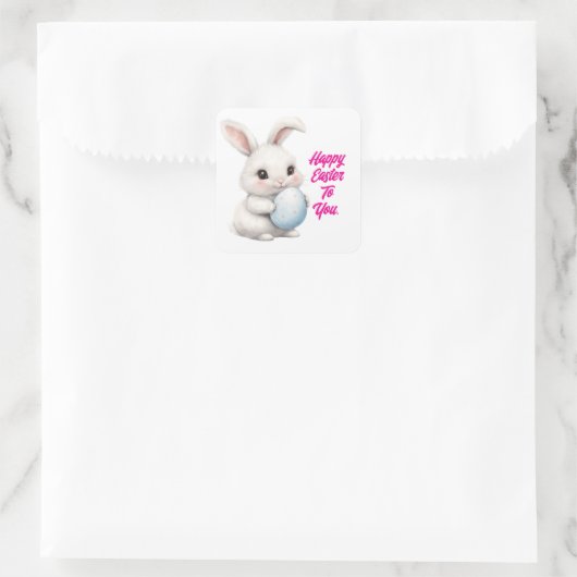 Bunny mit Eierhechaufkleber Quadratischer Aufkleber (Tasche)