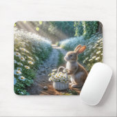 Bunny mit einem Korb von weißen Milchsorten Mousepad (Mit Mouse)