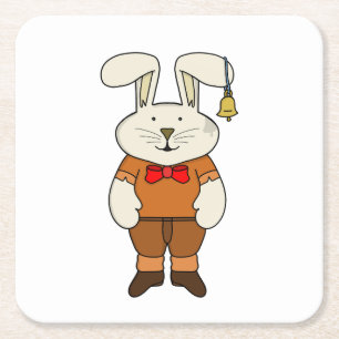 Bunny mit einer Glocke im Ohr Rechteckiger Pappuntersetzer