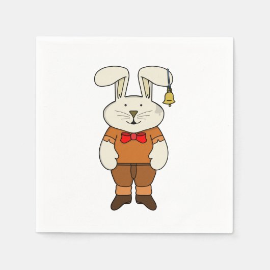 Bunny mit einer Glocke im Ohr Serviette (Vorderseite)