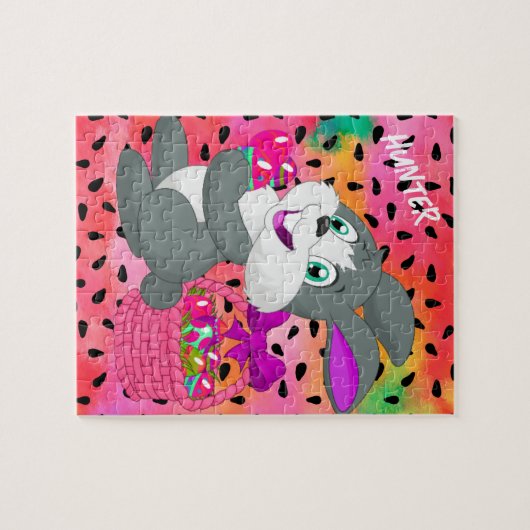 BUNNY MIT FARBEIERN IN BASKET JIGSAW PUZZLE (Horizontal)
