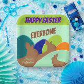 Bunny mit farbenfrohen Eiern Pappteller (Party)