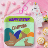 Bunny mit farbenfrohen Eiern Pappteller (Party)