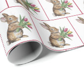 Bunny mit Tulip Bouquet Geschenkpapier (Rolleneckpunkt)