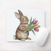 Bunny mit Tulip Bouquet Mousepad (Mit Mouse)
