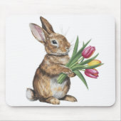Bunny mit Tulip Bouquet Mousepad (Vorne)