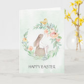 Bunny mit Watercolor Wreath Oster Karte (Gelbe Blume)