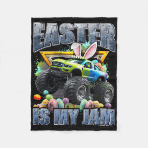 Bunny Monster Truck Ostern ist mein Jam Tag Jungen Fleecedecke