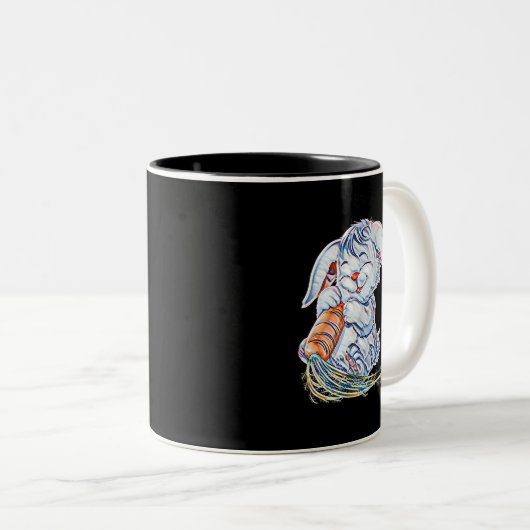 Bunny Motif Rabbit 1 Zweifarbige Tasse (VorderseiteRechts)