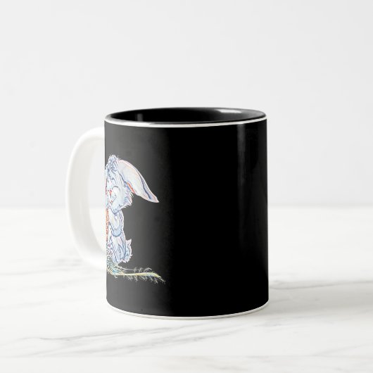Bunny Motif Rabbit 1 Zweifarbige Tasse (Vorderseite Links)