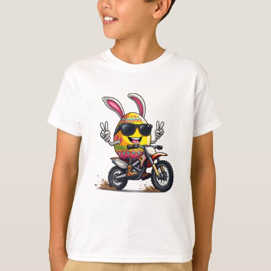 Bunny Motocross Rider Dirt Bike Design T-Shirt (Vorderseite)