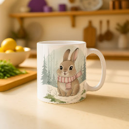 Bunny Mug Cute Watercolor Winter Rabbit Christmas  Kaffeetasse