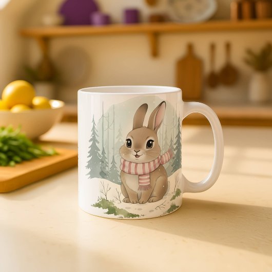 Bunny Mug Cute Watercolor Winter Rabbit Christmas  Kaffeetasse