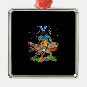 Bunny Newfundland Dog Riding Dinosaurier Ostern Ornament Aus Metall