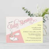 Bunny Niedlich Pastel Girl Kinderdusche Einladung (Stehend Vorderseite)