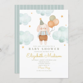 Bunny Niedlich Pink & Baloons Cloud Baby Dusche Einladung