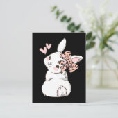 Bunny Niedlich Rabbit Leopard Krawatte Girls Postkarte (Stehend Vorderseite)