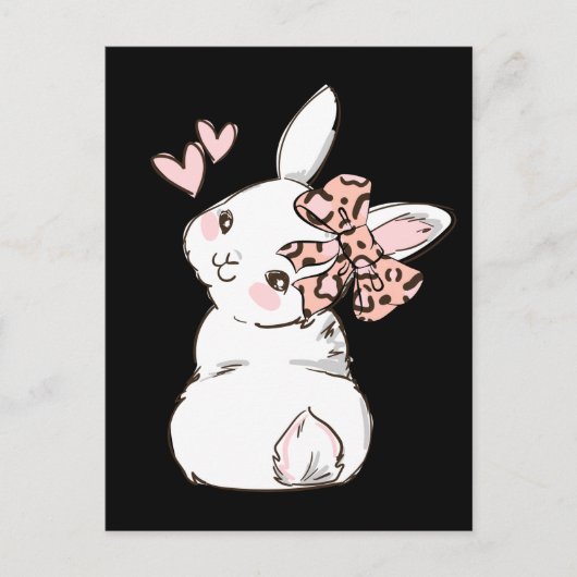 Bunny Niedlich Rabbit Leopard Krawatte Girls Postkarte (Vorderseite)