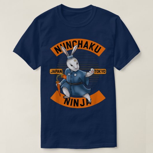 Bunny Ninja Nunchucks Japan Nuchaku Katana Martial T-Shirt (Design vorne)