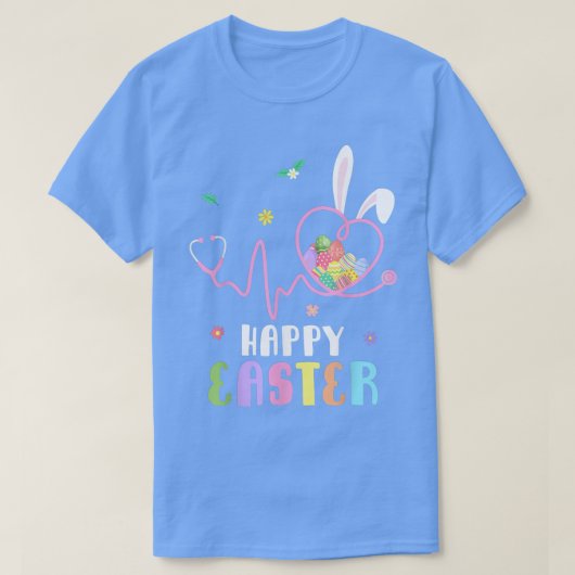 Bunny Nurse Stethoscope Happy Easter Eggs Rabbit N T-Shirt (Design vorne)