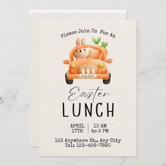 Bunny Oars Ostereier Hunt Brunch Einladung (Vorne/Hinten)