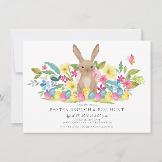 Bunny Oaster Brunch & Egg Hunt Einladung (Vorderseite)