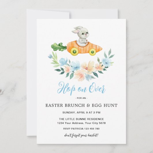 Bunny Oaster Brunch & Egg Hunt Einladung (Vorderseite)