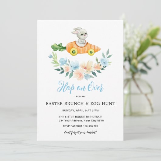 Bunny Oaster Brunch & Egg Hunt Einladung (Stehend Vorderseite)