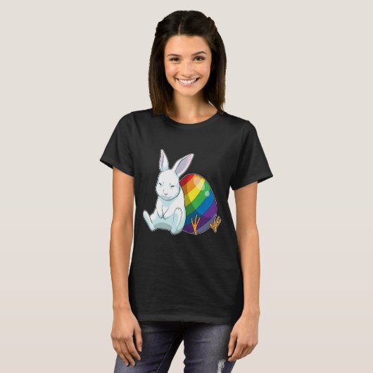 Bunny Oaster Easter Ei Rainbow T-Shirt (Vorne ganz)