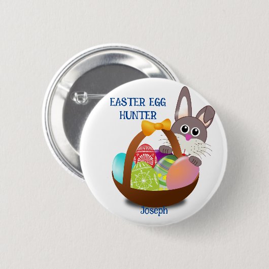 Bunny Oaster Egg Hunt Basket Button (Vorne & Hinten)