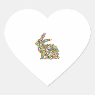 Bunny Oaster Egg Jagen Niedlicher Kaninchenfrühlin Herz-Aufkleber