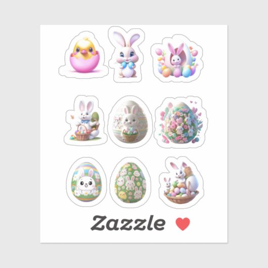 Bunny Oaster Egg Stickers Aufkleber (Blatt)