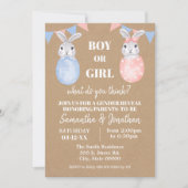 Bunny Oaster Gender Reveal Boy oder Girl Baby Show Einladung (Vorderseite)