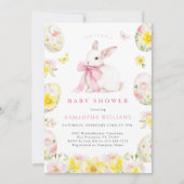 Bunny Oaster Girl Baby Shower Einladung (Vorderseite)