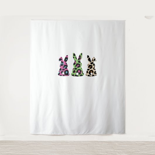 Bunny Oaster Leopard Kariert Buffaliner Kaninchen Wandteppich (Vorderseite)