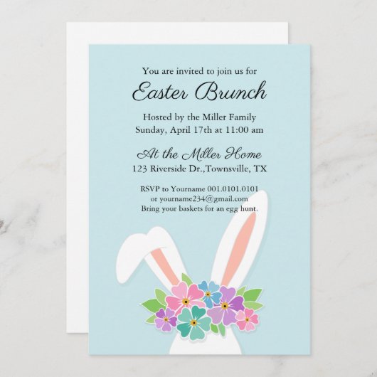 Bunny Oaster Party Einladung (Vorne/Hinten)