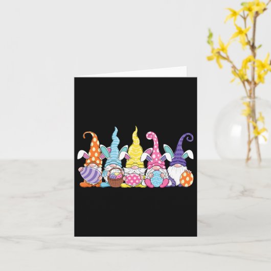 Bunny Oaster Spring Gnome Osterfeier Ei Hunti Karte (Gelbe Blume)