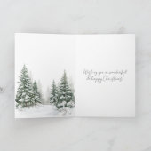 Bunny on Sleigh Snow Christmas Pine Trees Karte (Innenseite)