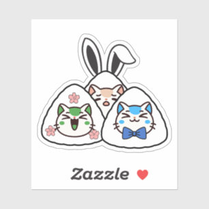 Bunny Onigiri Katzen - Kawaii Sakura Frühling Aufkleber