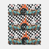 Bunny Orange Car Racing Print Fleecedecke (Vorderseite)