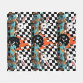 Bunny Orange Car Racing Print Fleecedecke (Vorderseite (Horizontal))