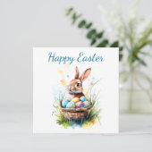 Bunny & Osterkorb für Wasserfarben Karte (Stehend Vorderseite)