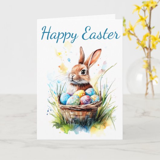 Bunny & Osterkorb für Wasserfarben Karte (Gelbe Blume)