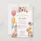 Bunny Owl and Bird 1. Geburtstag Einladung (Vorderseite)