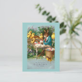 Bunny Painting Ostereier Vintag Feiertagspostkarte (Stehend Vorderseite)